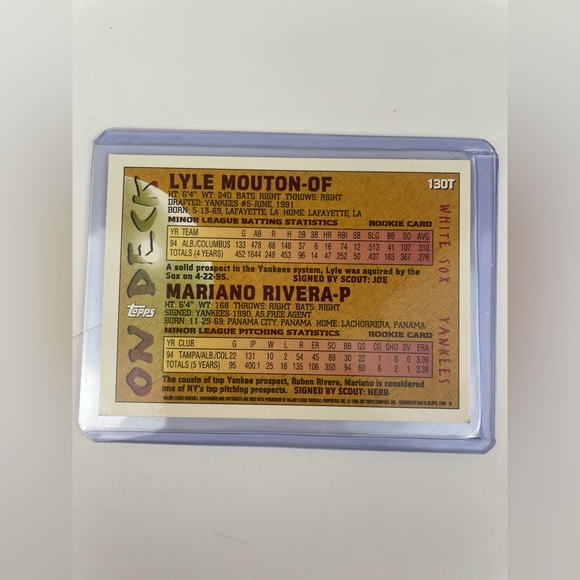 FINAL SALE 1995 Topps #130T Lyle Mouton Mariano Rivera Rookie White Sox Yankees - Picture 7 of 7